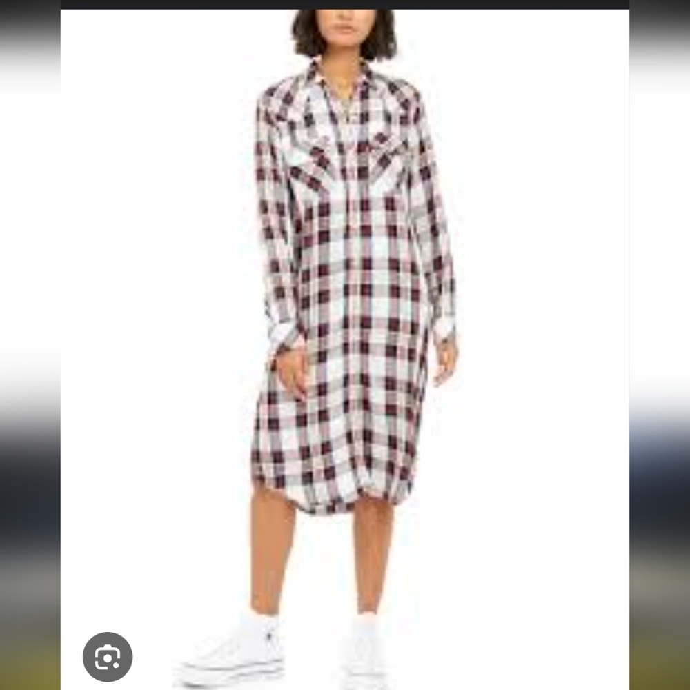 Levi's Multicolor Plaid Long Sleeve Dress-tunic Midi-Western..Size